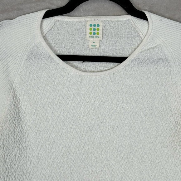 Title Nine Sweater Womens Extra Large White Chevron Knit Long Sleeve Stretch - Picture 2 of 11